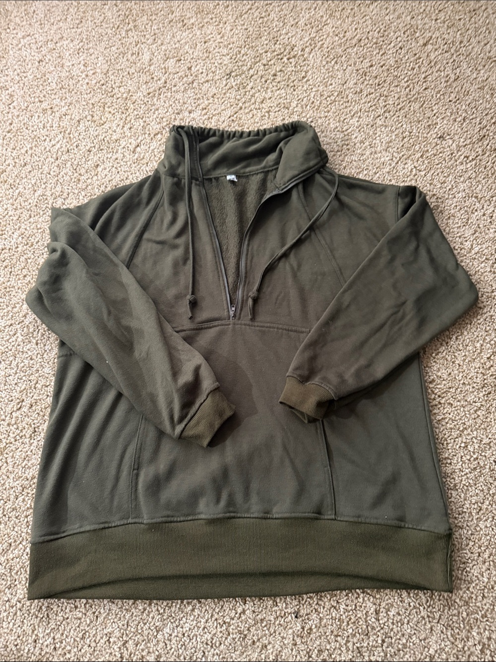 Olive Green Men’s Quarter-Zip Pullover Sweater